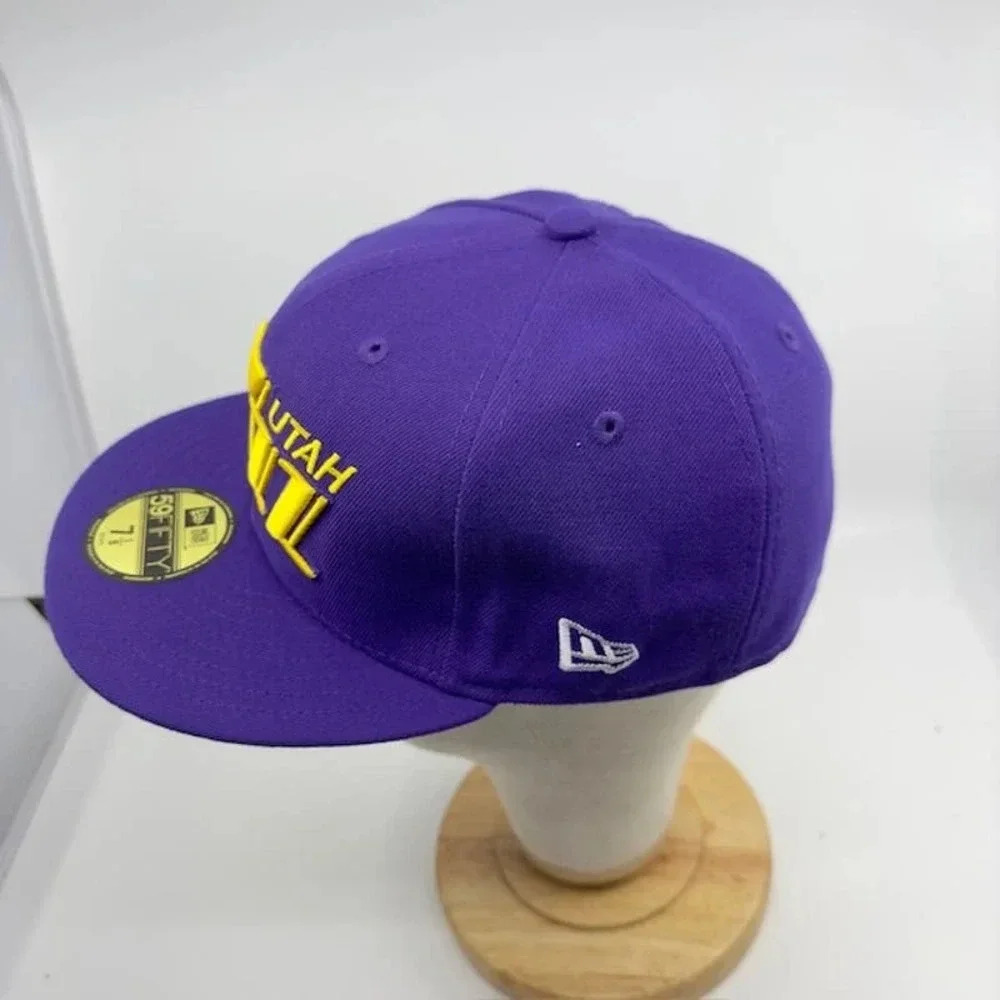 NEW New Era 59Fifty Utah Jazz Classic Edition Baseball Cap Purple Yellow Mens OS - Picture 3 of 5